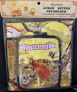 Australian Animals at Uluru printed Apron Oven Mitt