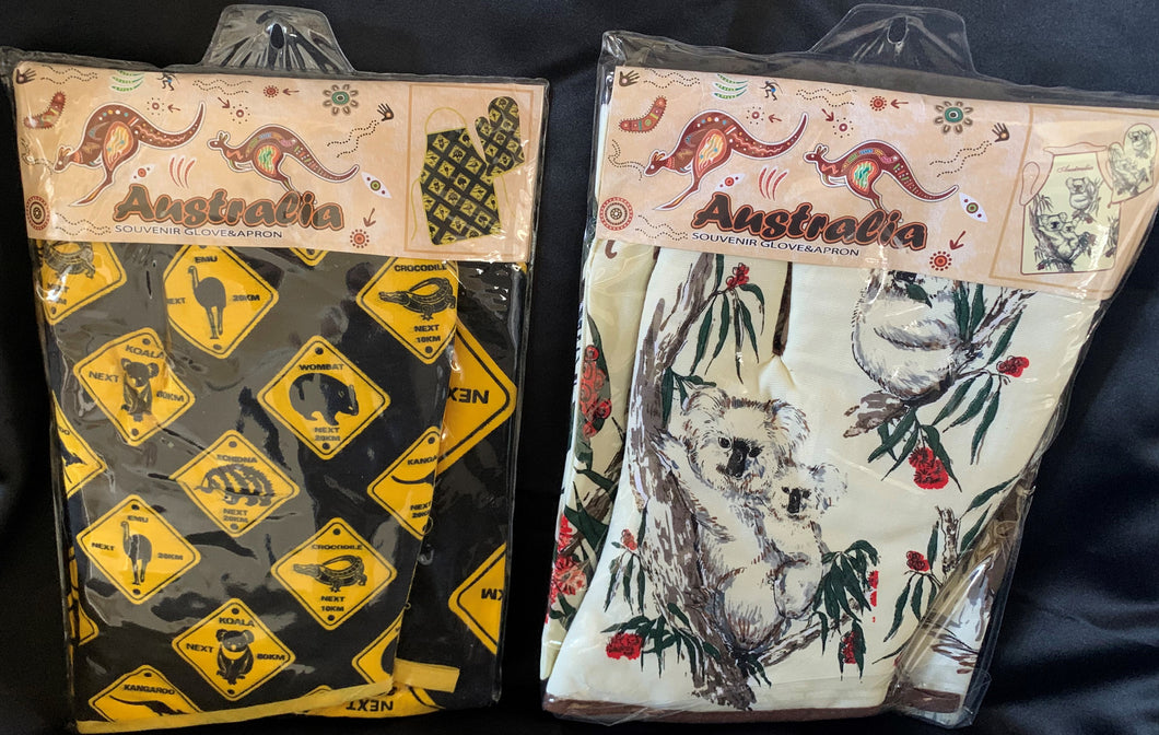 Australian Road Signs or Koala(s) on the Tree printed Apron & Oven Glove Set